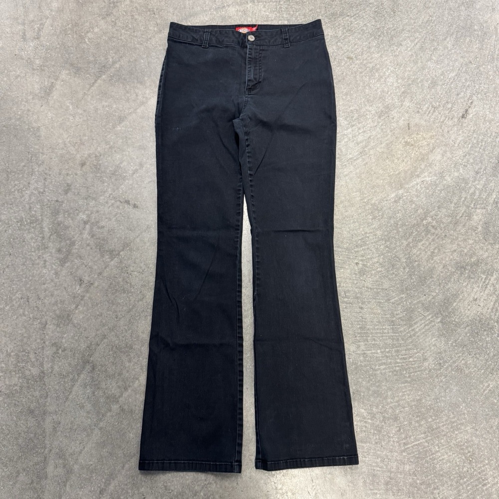 Dickies Womens Black Jeans Straight Leg Bootcut Cotton Stretch Grunge Sz 7/28